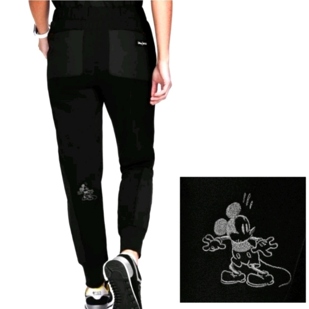 Figs Black Jogger Pants with Burgundy Accents